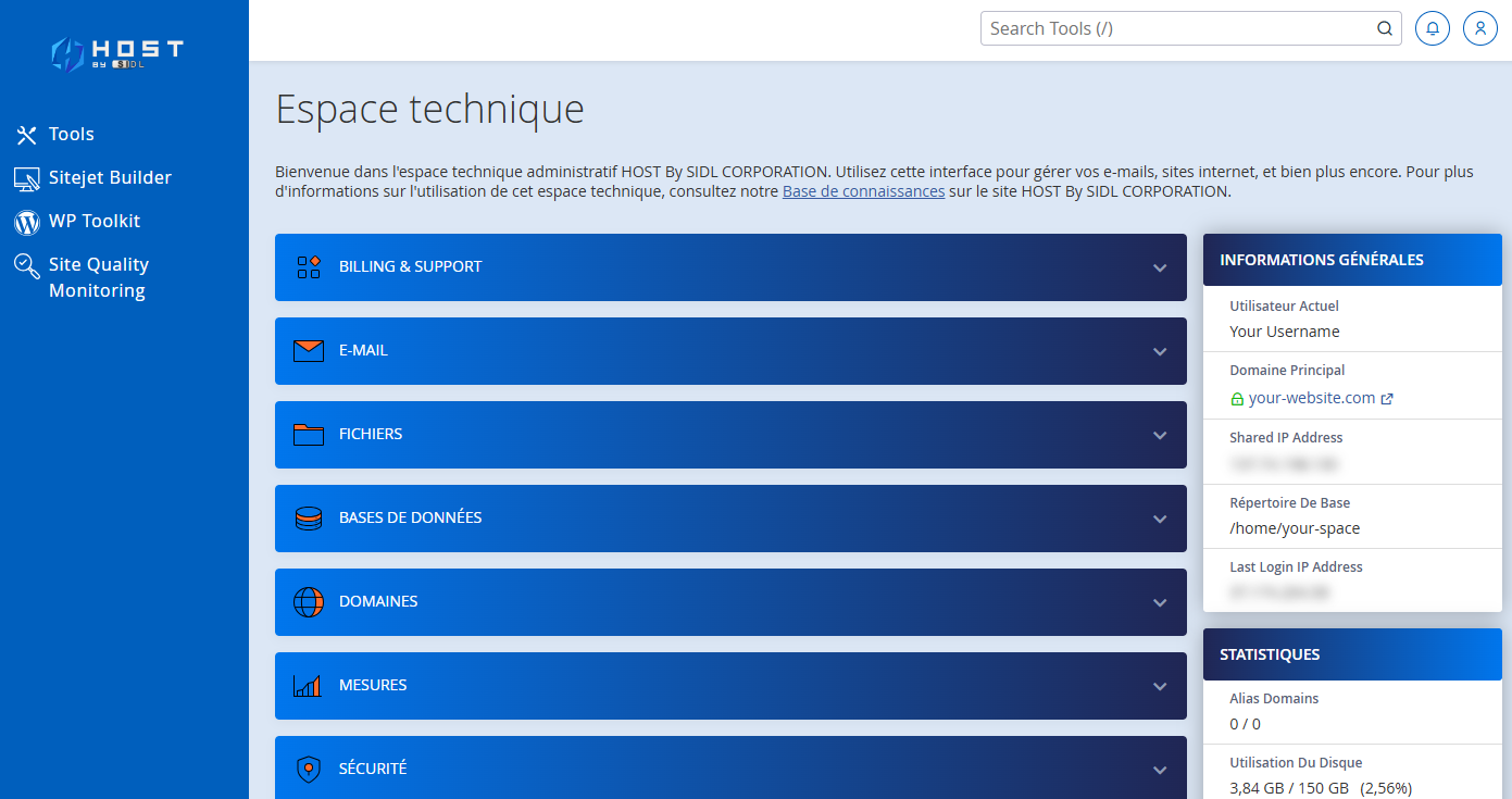 Interface cPanel