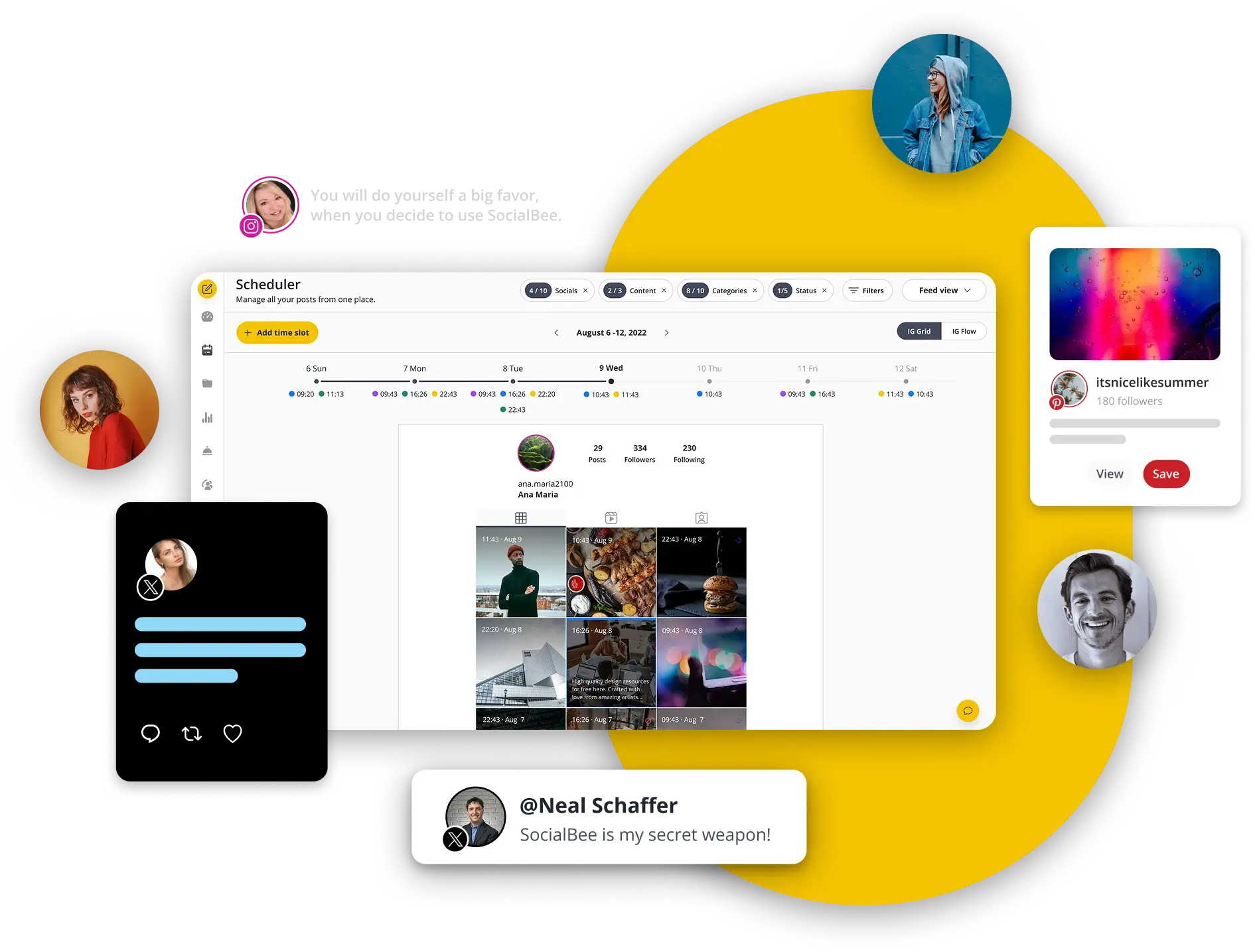 SocialBee scheduler with Instagram feed view