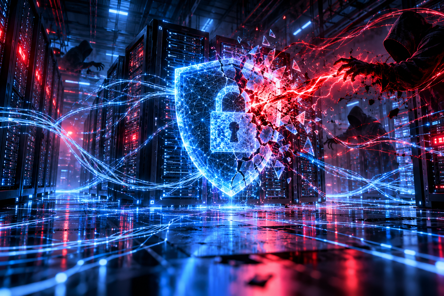 Bouclier cybernetique sous attaque
